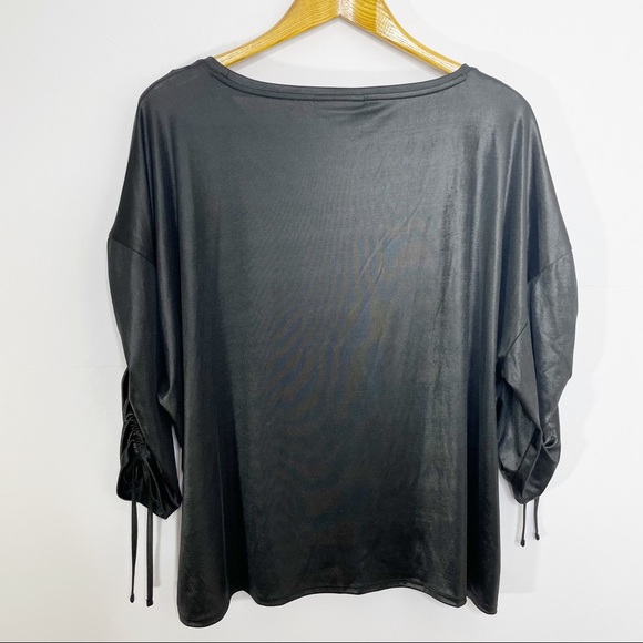 JLO Sheen Ruched Black Shiny Top XXL - Picture 9 of 11